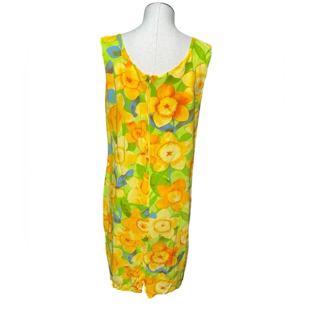 Vintage Jams World Rover dress yellow floral colorful artsy art to wear small